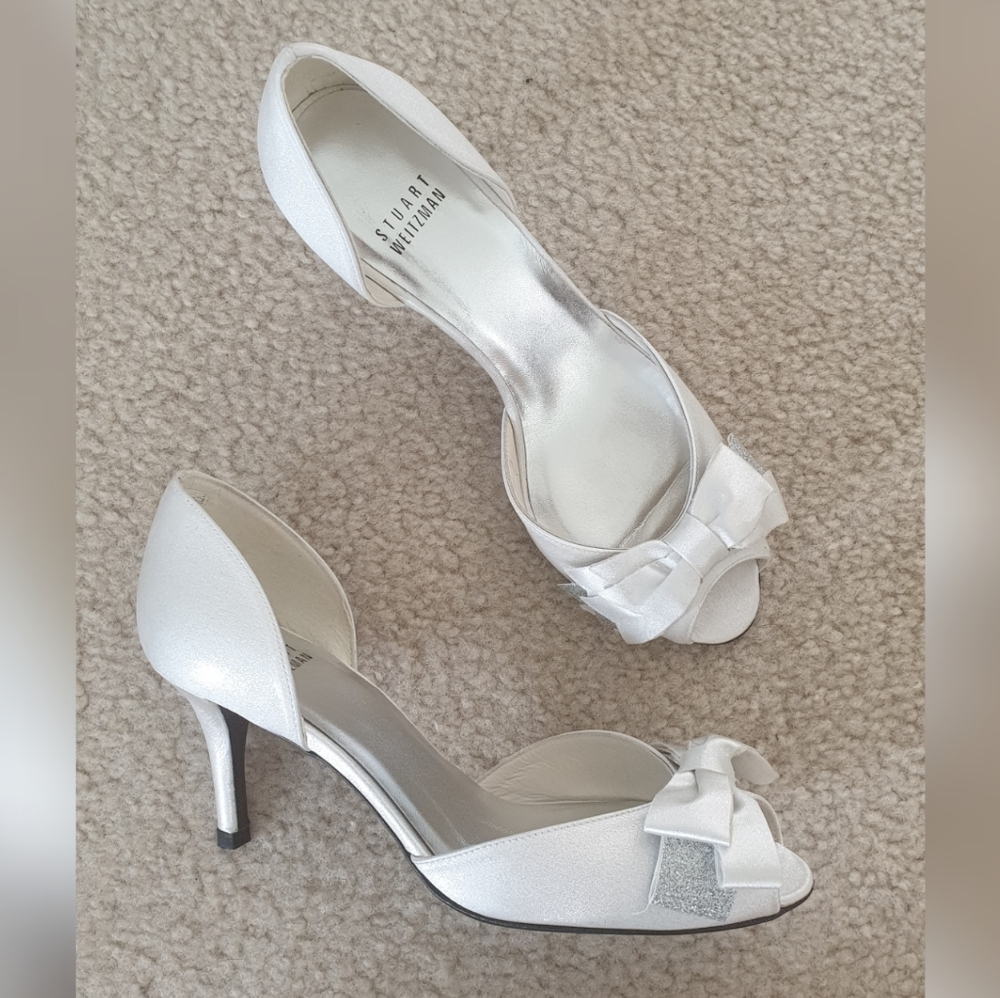 New Stuart Weitzman Trebow Bridal Peep Toe Pumps
